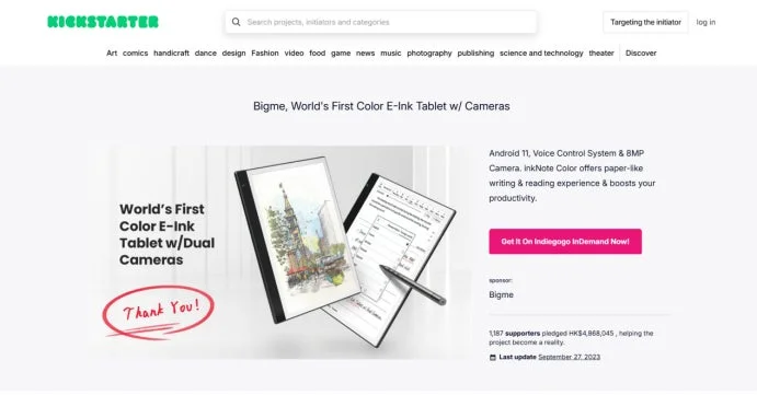 Kickstarterで紹介されたBigmeのカラーE-Inkタブレット