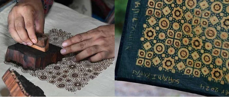 ブロックプリントの工程と布地