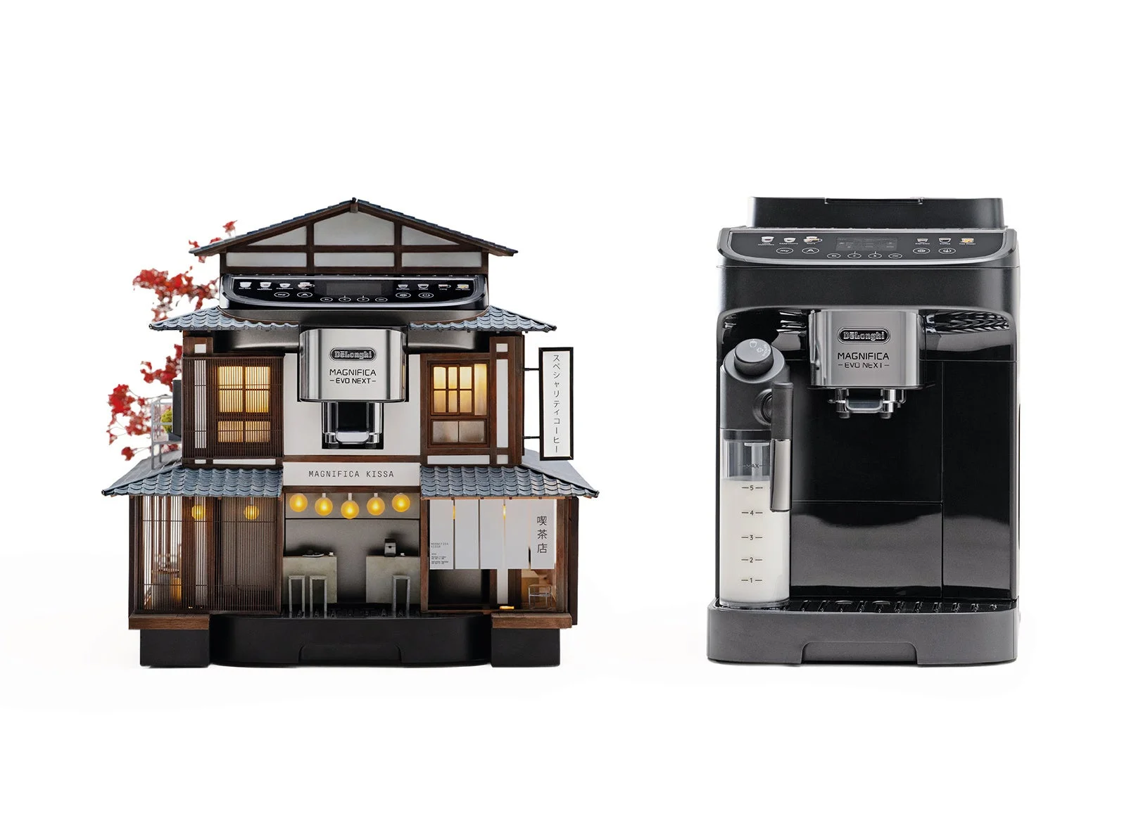 デロンギ MAGNIFICA EVO NEXTとミニチュアの日本家屋