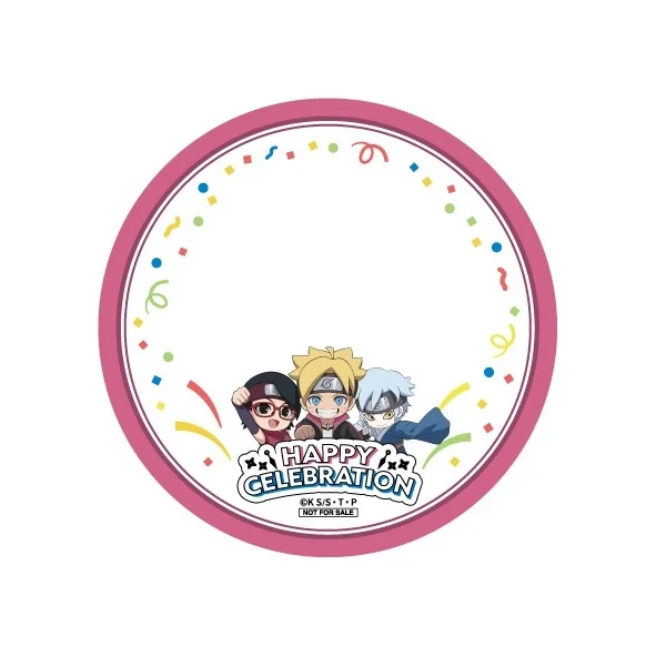 ボルト、サラダ、ミツキのデフォルメイラストが描かれたアニバーサリーステッカー