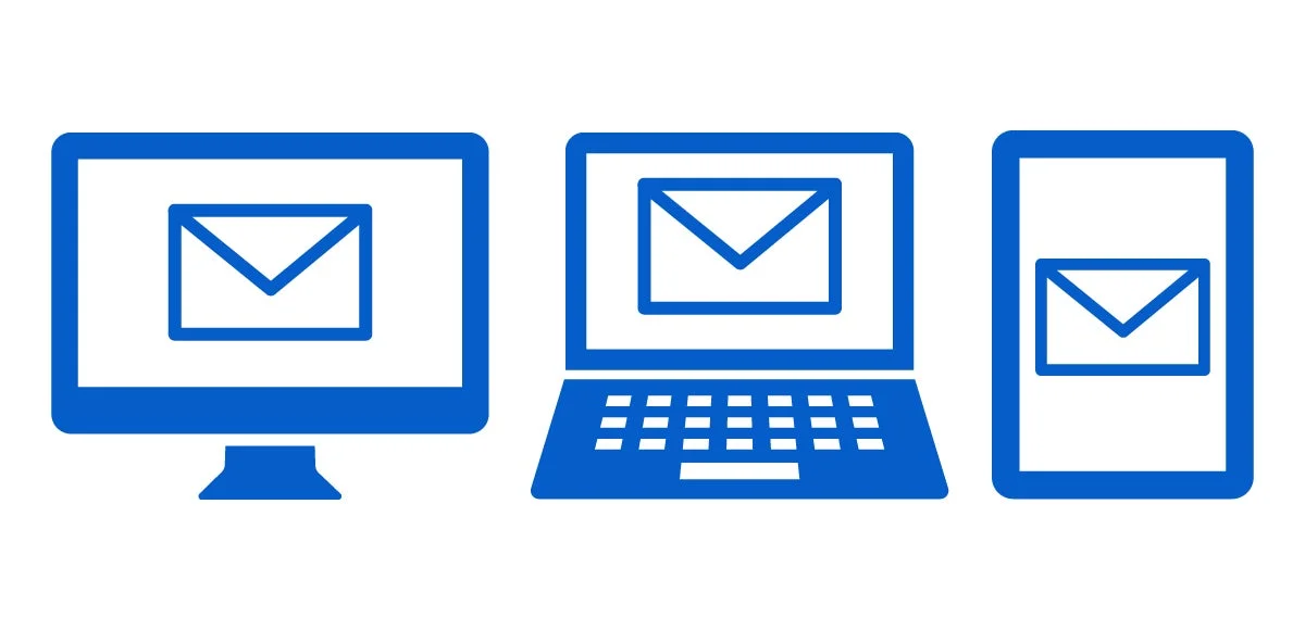 複数のデバイスに表示されるメールアイコン