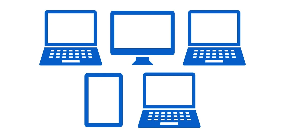 ノートパソコン、ディスプレイ、タブレットのアイコン