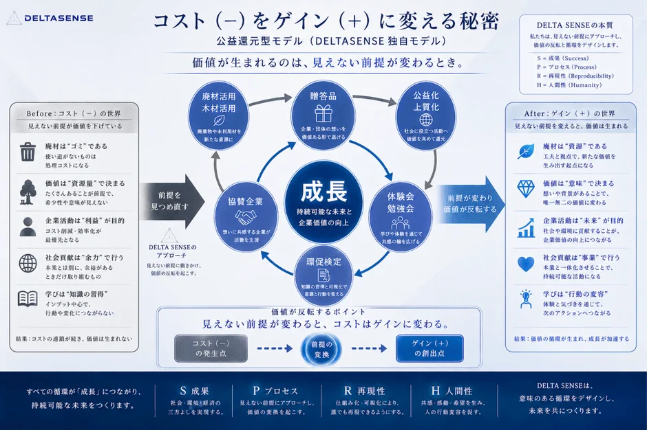 コストをゲインに変える公益還元型モデル