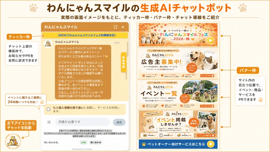 生成AIチャットボット横とチャット欄でPRしませんか?