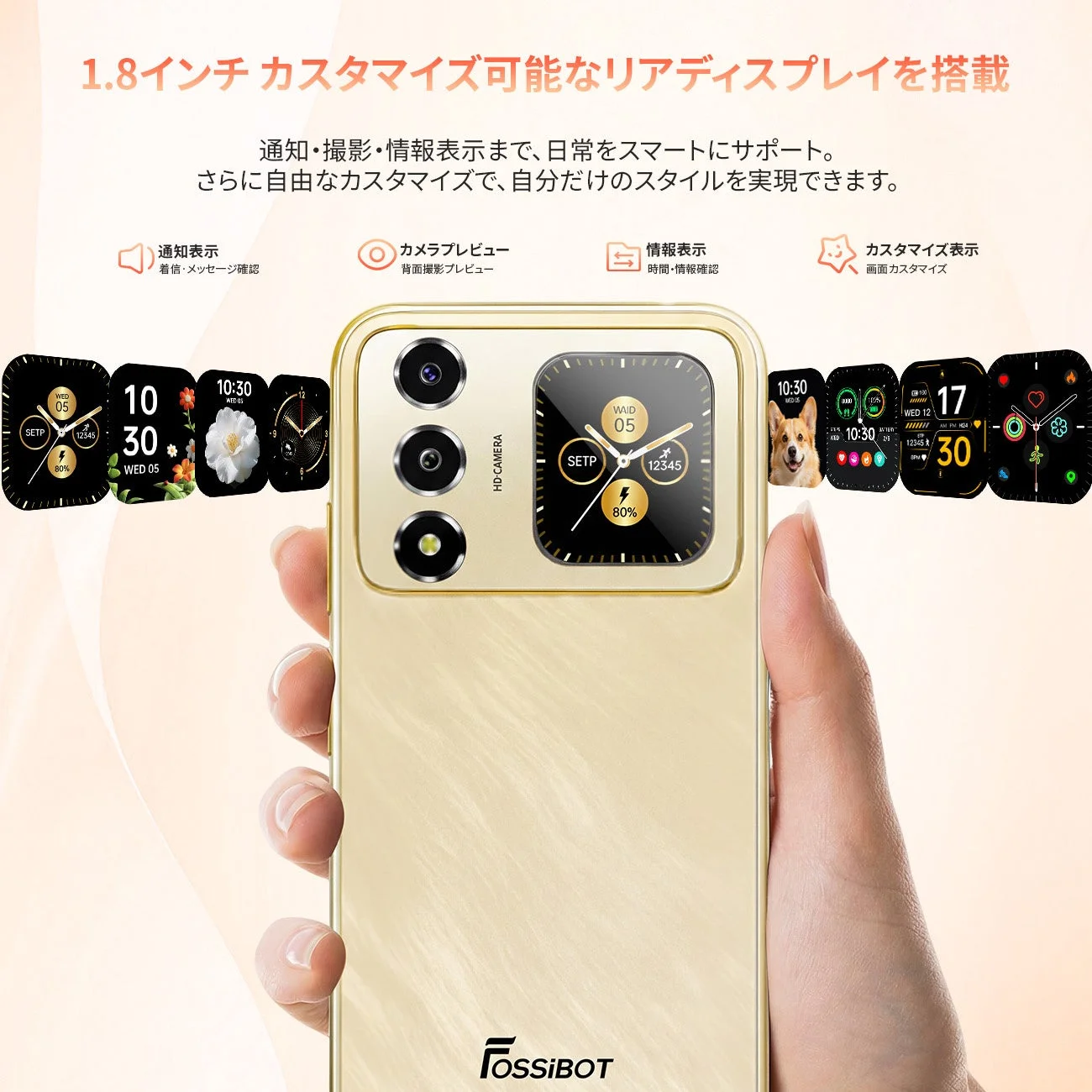 1.8インチカスタマイズ可能なリアディスプレイ