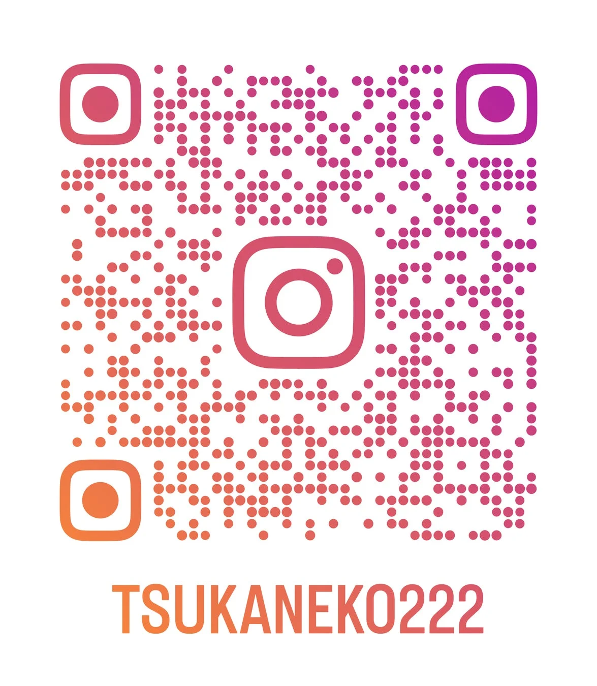 Instagramアカウント「TSUKANEKO222」へのリンクを示すQRコードです。