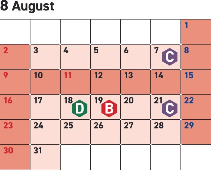 8月のイベントカレンダー