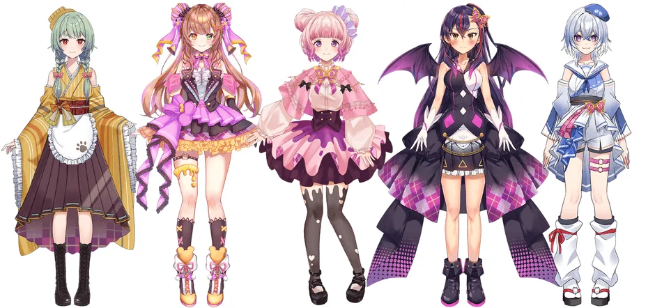 5人のアニメ調女性キャラクター
