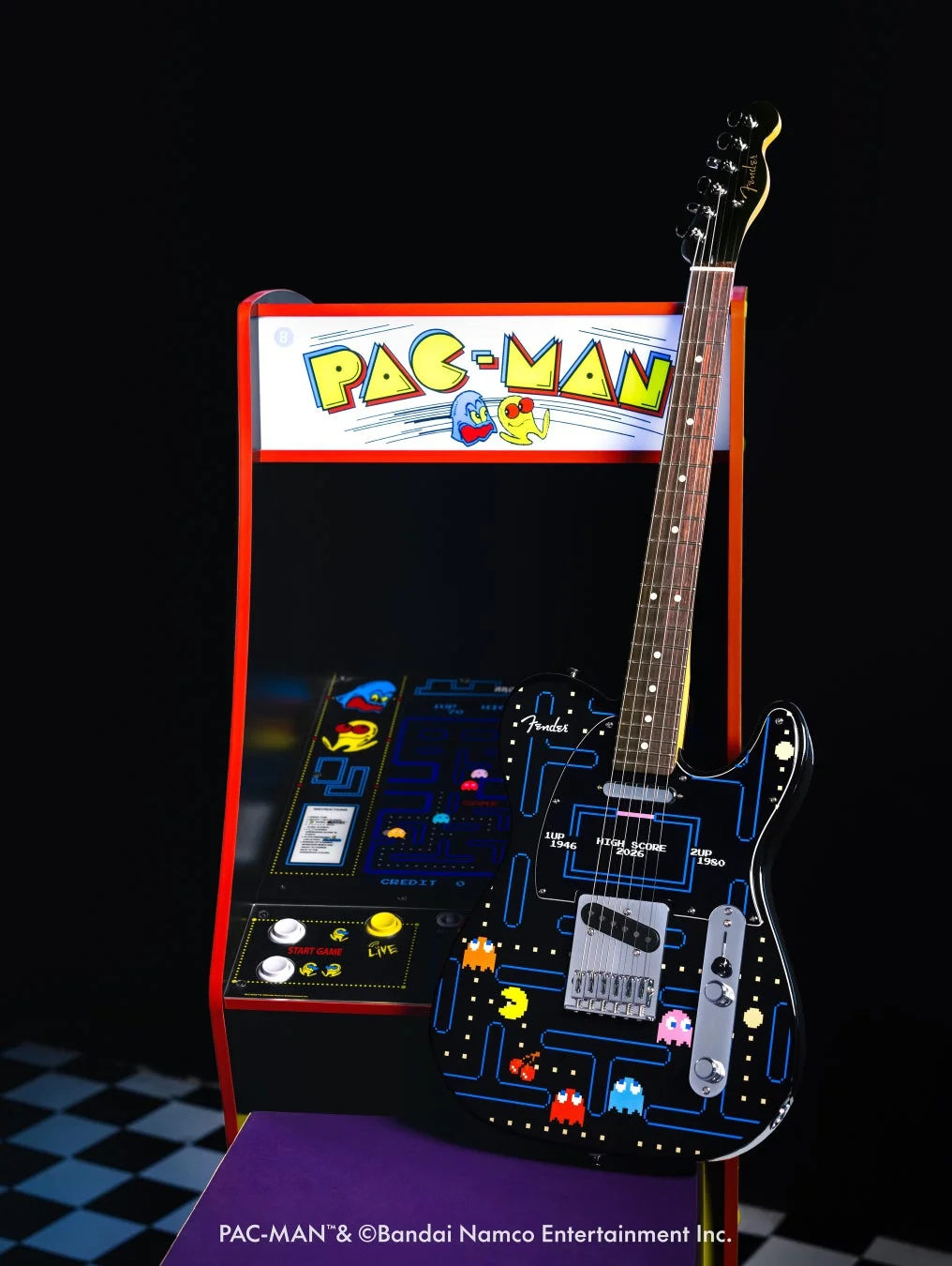 パックマンデザインのFenderギター