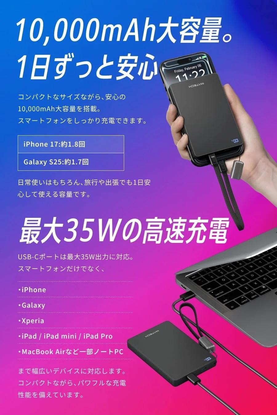 大容量と高速充電