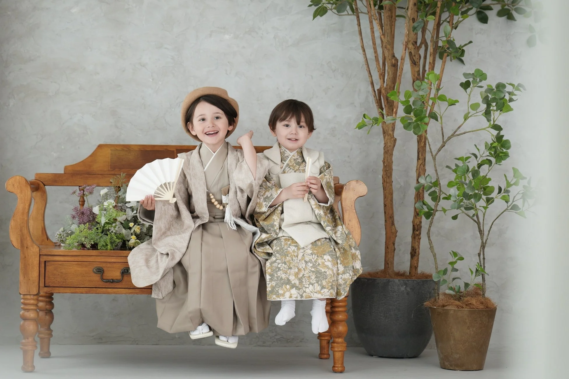 和装の男の子二人