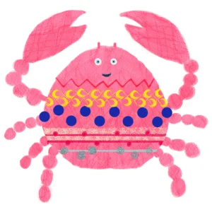 ピンク色のカニが描かれたイラスト