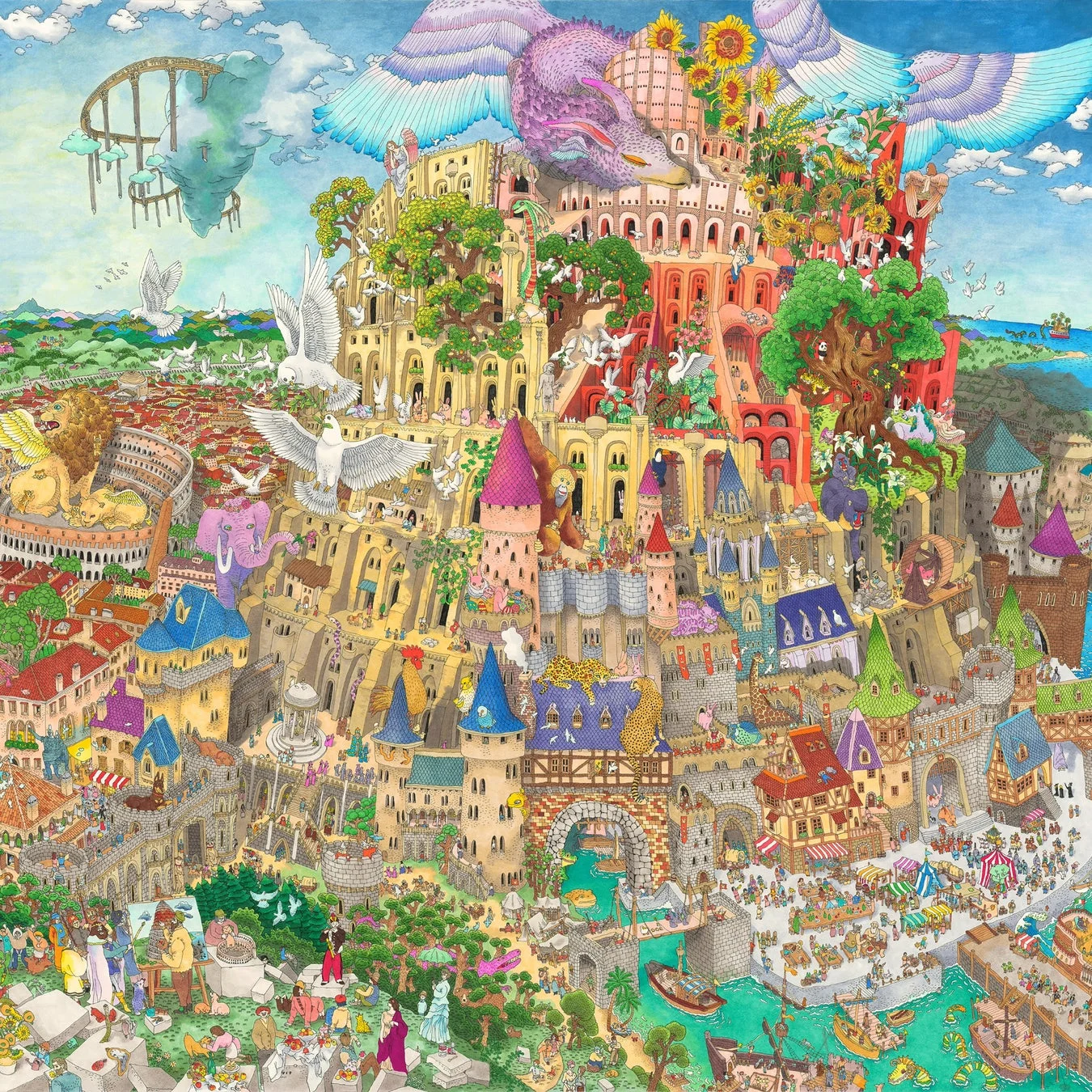 幻想的な都市の全景