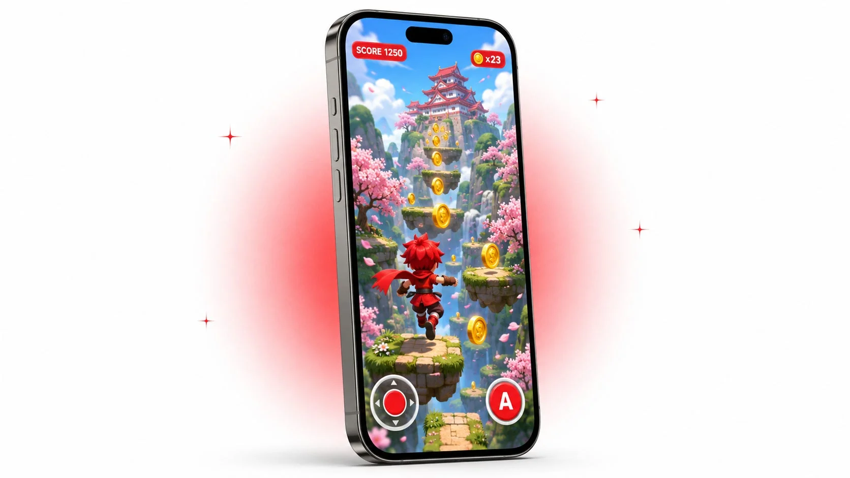 スマートフォンでプレイ中のゲーム画面