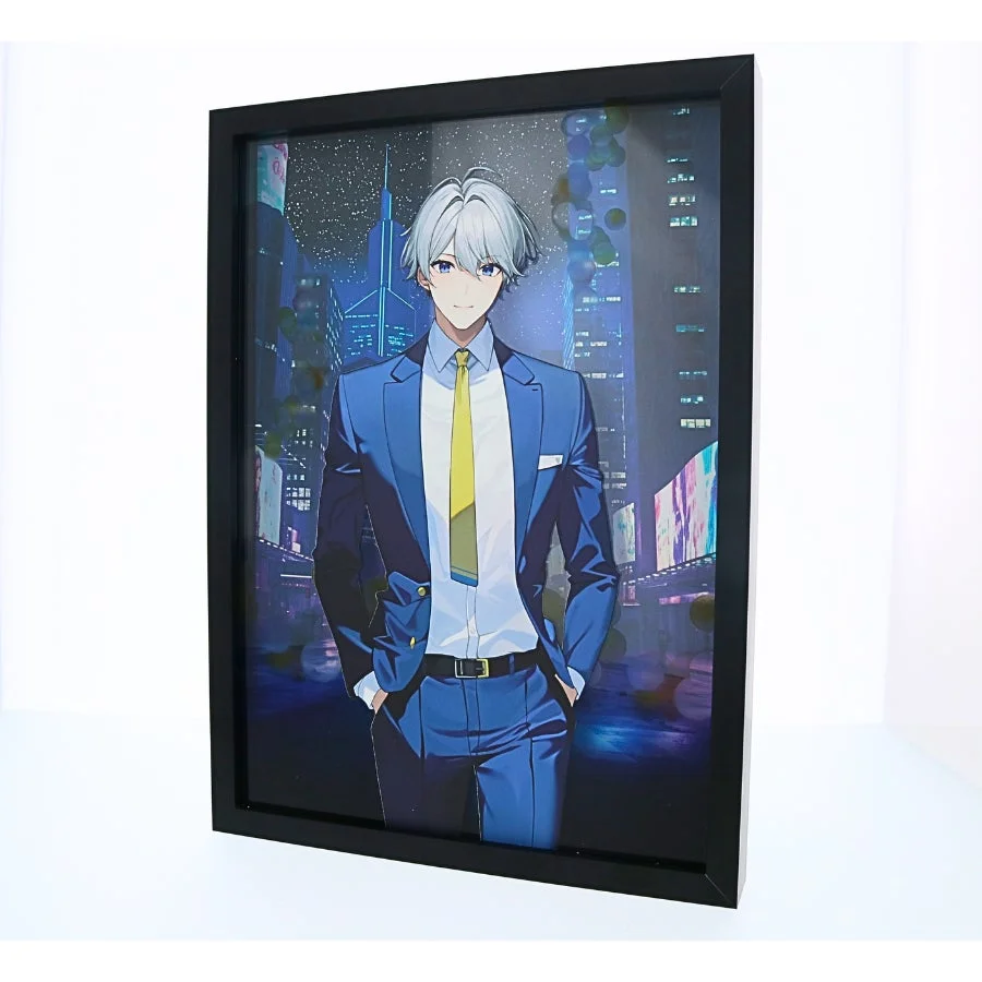 男性キャラクターと夜景