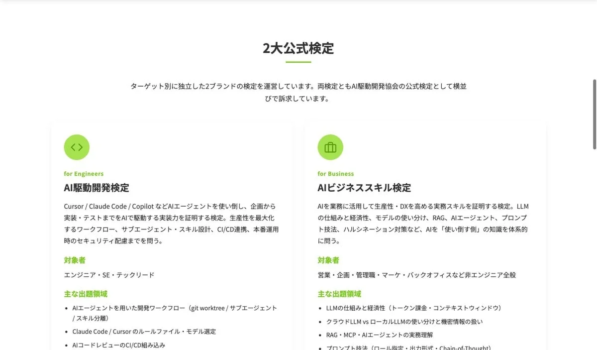 AI駆動開発検定とAIビジネススキル検定