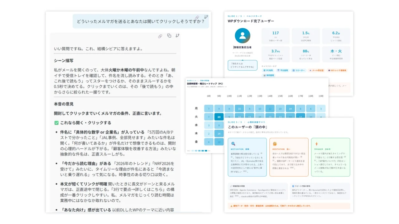 仮想ペルソナレビュー機能の対話イメージ