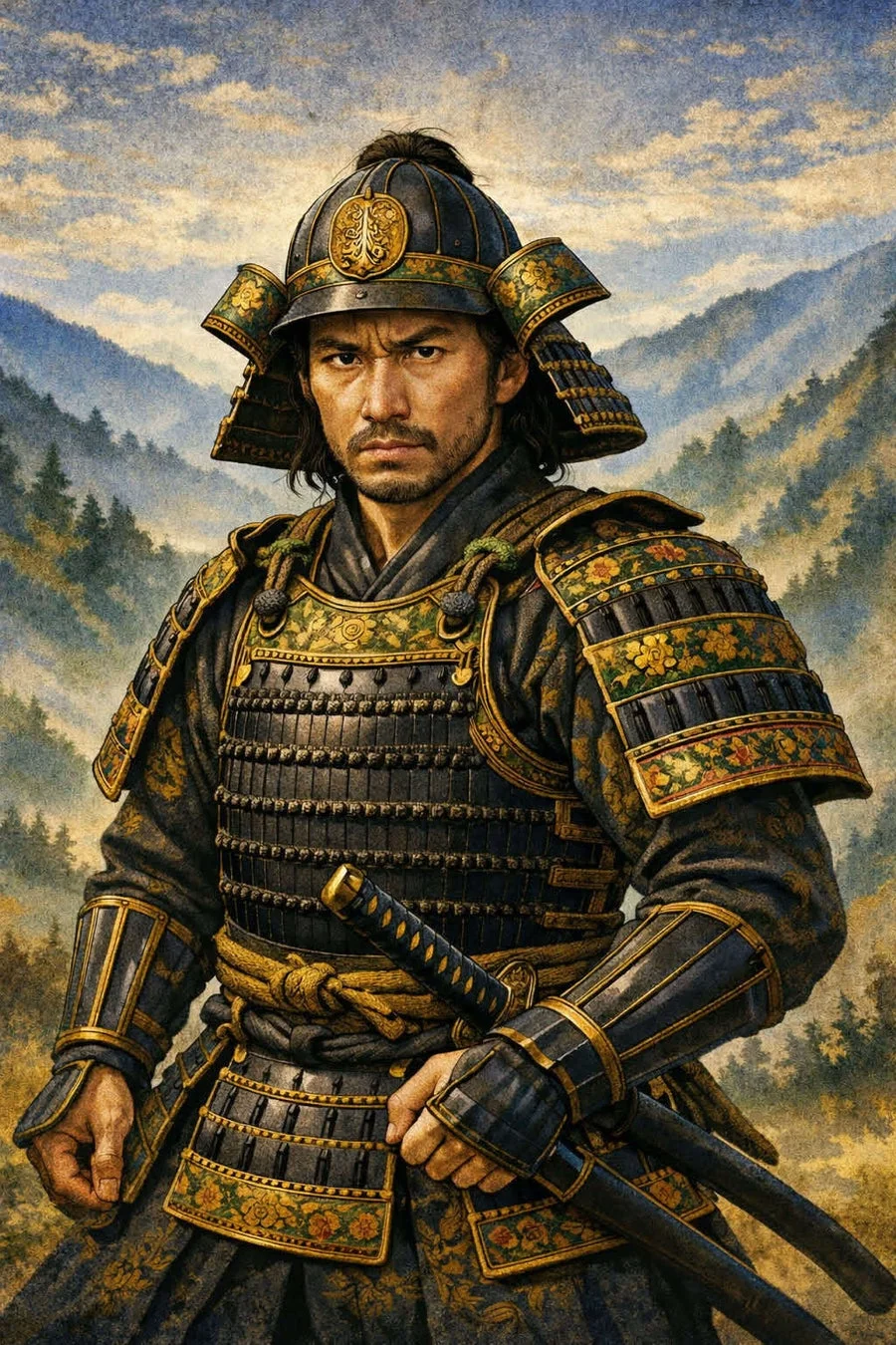 AIで再現された武将のイラスト(甲冑)