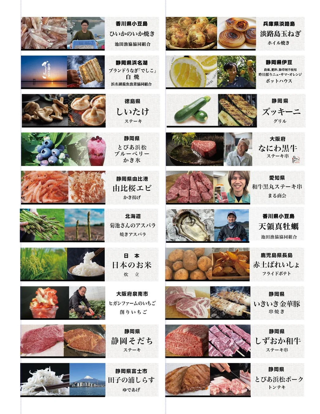 日本各地の素材の紹介