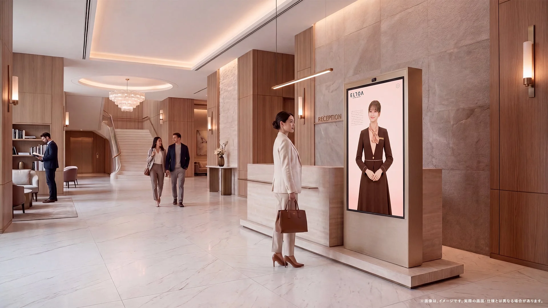 ELTOA RECEPTIONによるホテルロビーでのAIコンシェルジュイメージ