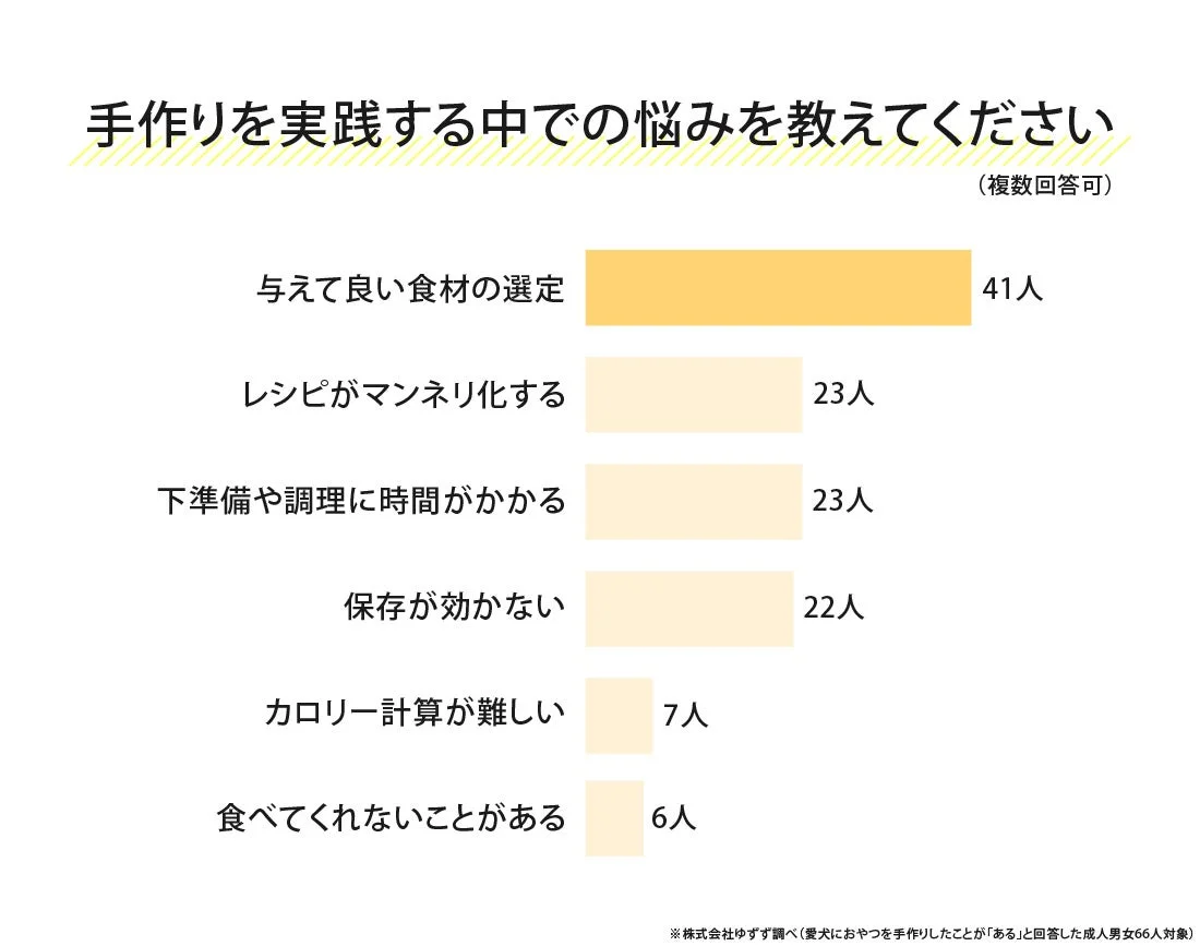 手作りを実践する中での悩みに関する棒グラフ