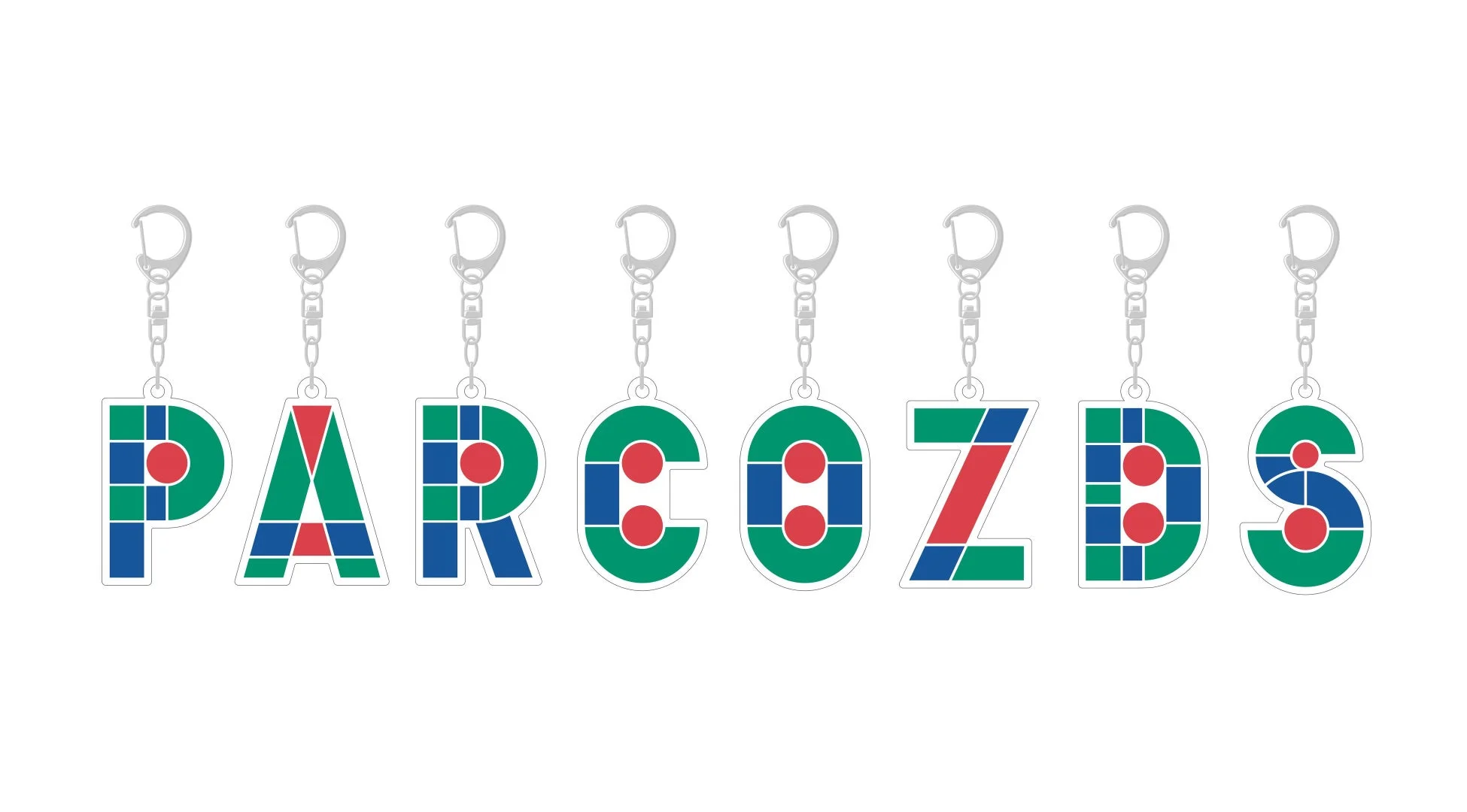 PARCOとAZロゴがデザインされたキーホルダー