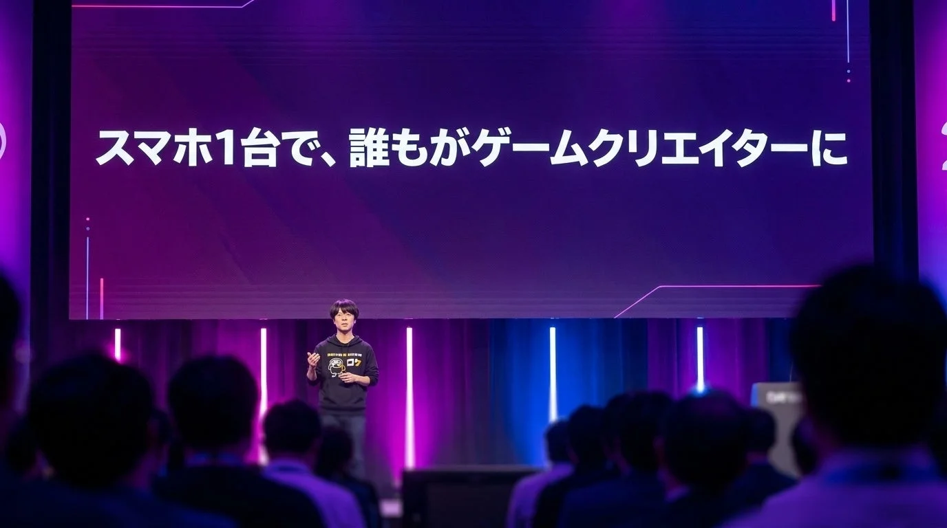 スマートフォンでゲームクリエイターになれることを示すスライド