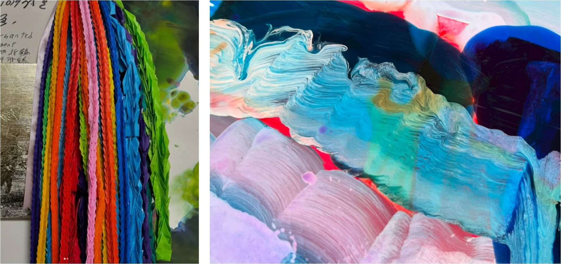 折り鶴と抽象画の作品