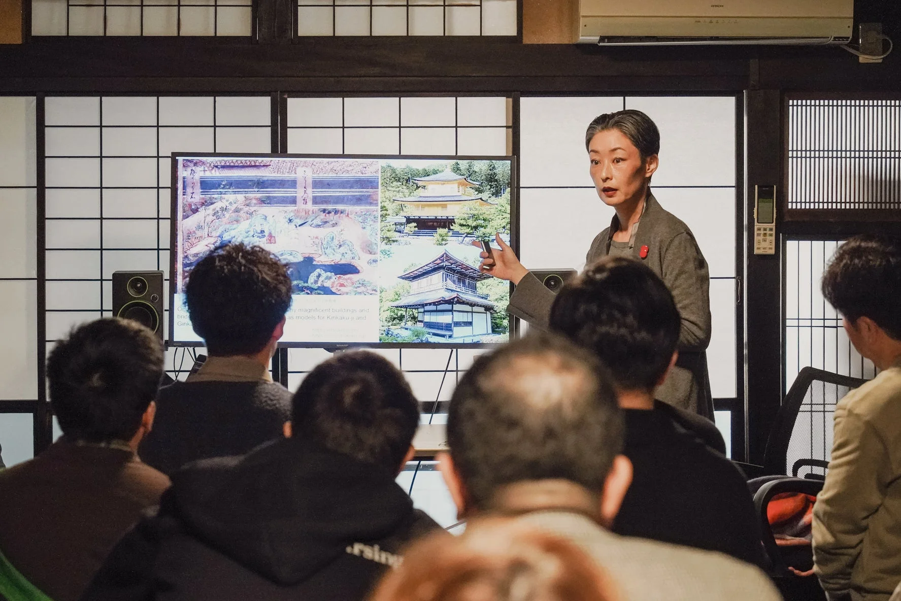 プレゼンテーション、和室、スクリーン、金閣寺、銀閣寺