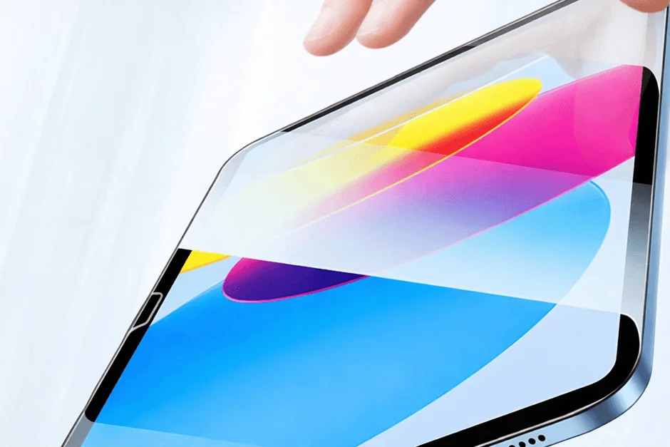 タブレットを操作する手元、抽象的なグラフィック