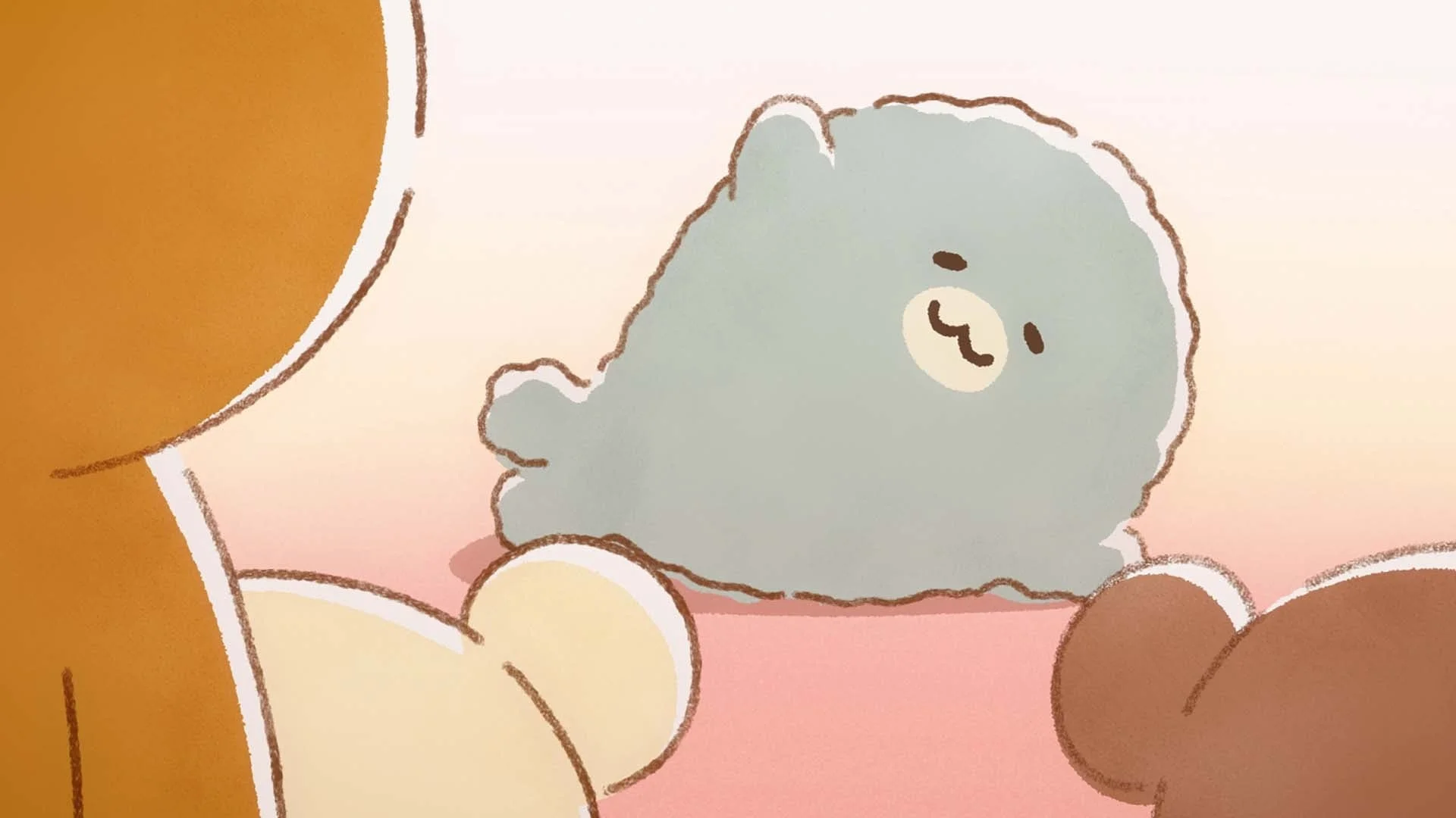 水色のキャラクターとリラックマたち