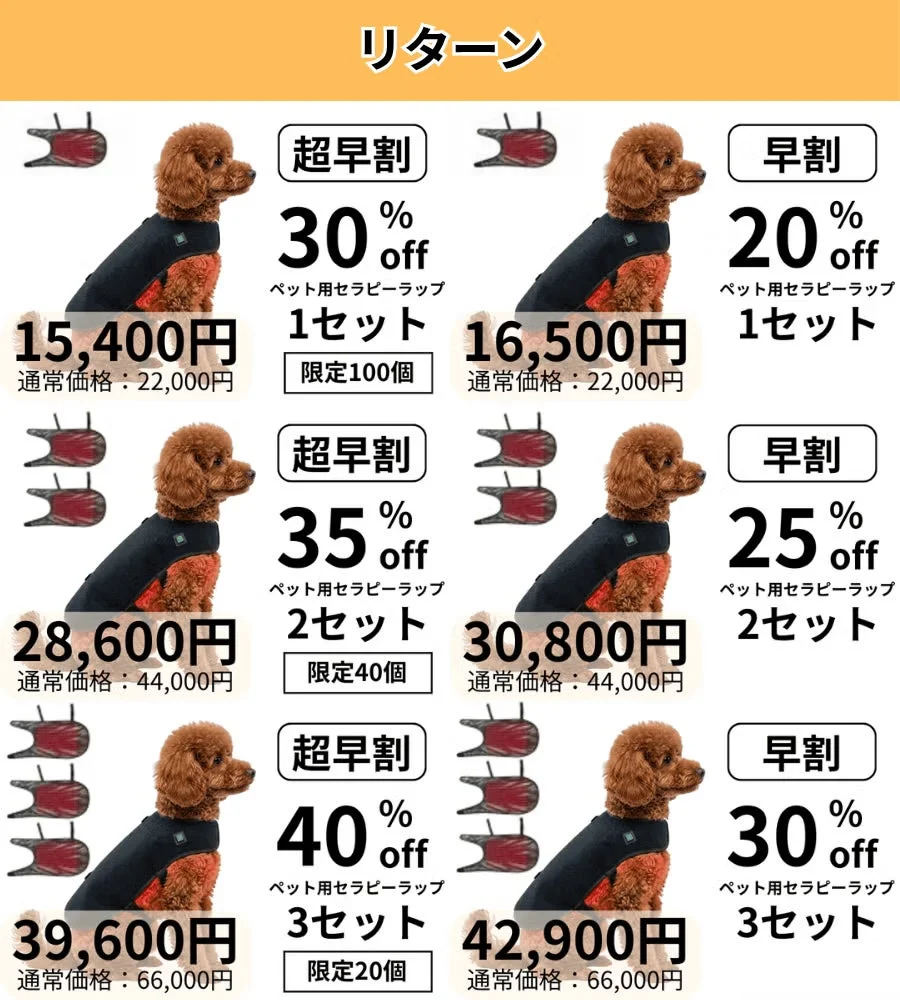 ペット用セラピーラップの早割キャンペーン