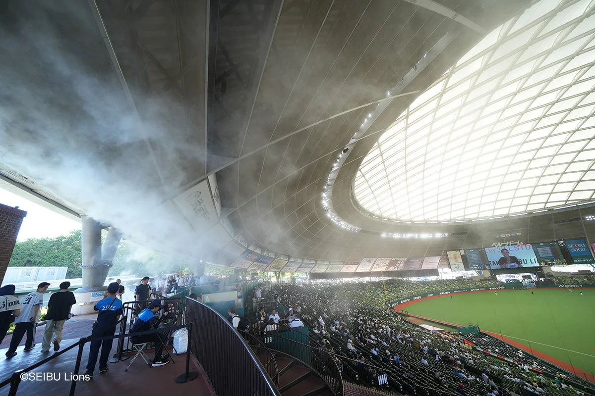 野球場、ドーム球場、西武ライオンズ、スポーツ、観客、ミスト、冷却、イベント、日本