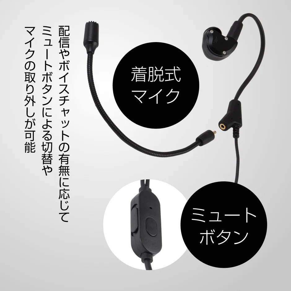 着脱式マイクとミュートボタン