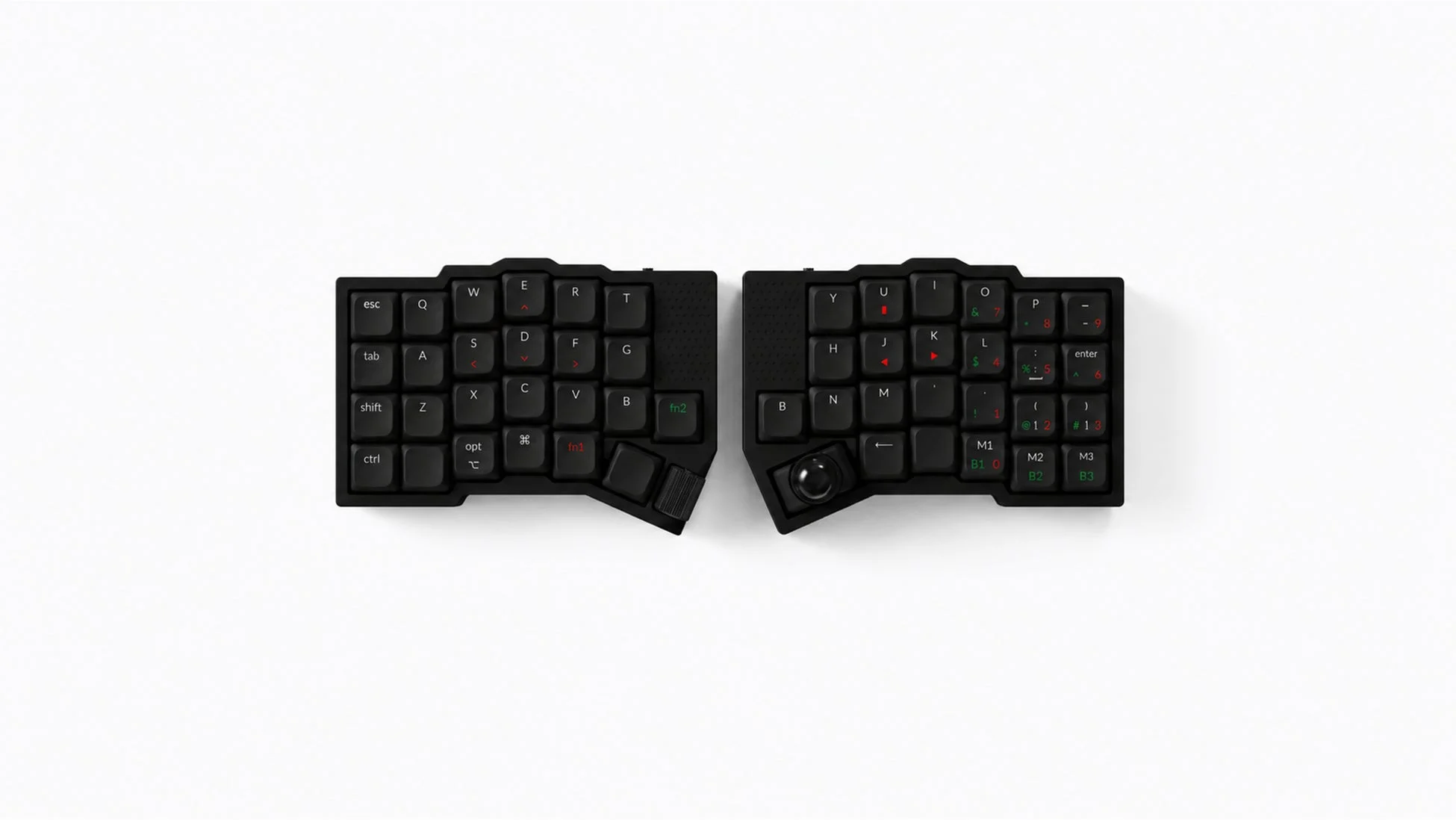 黒いセパレート型エルゴノミクスキーボード