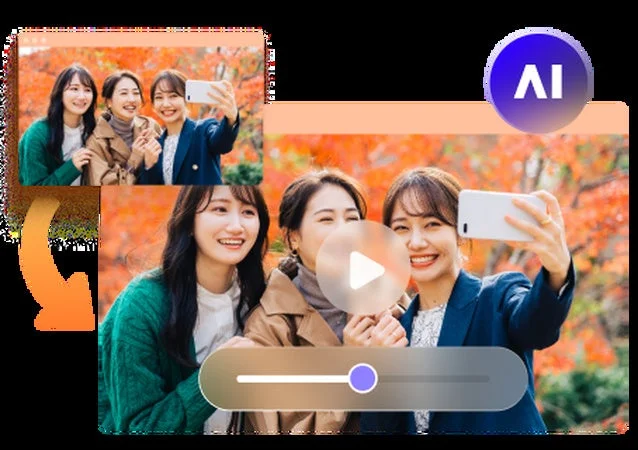 AI機能が示唆されている3人の女性がスマートフォンでセルフィーを撮っている画像