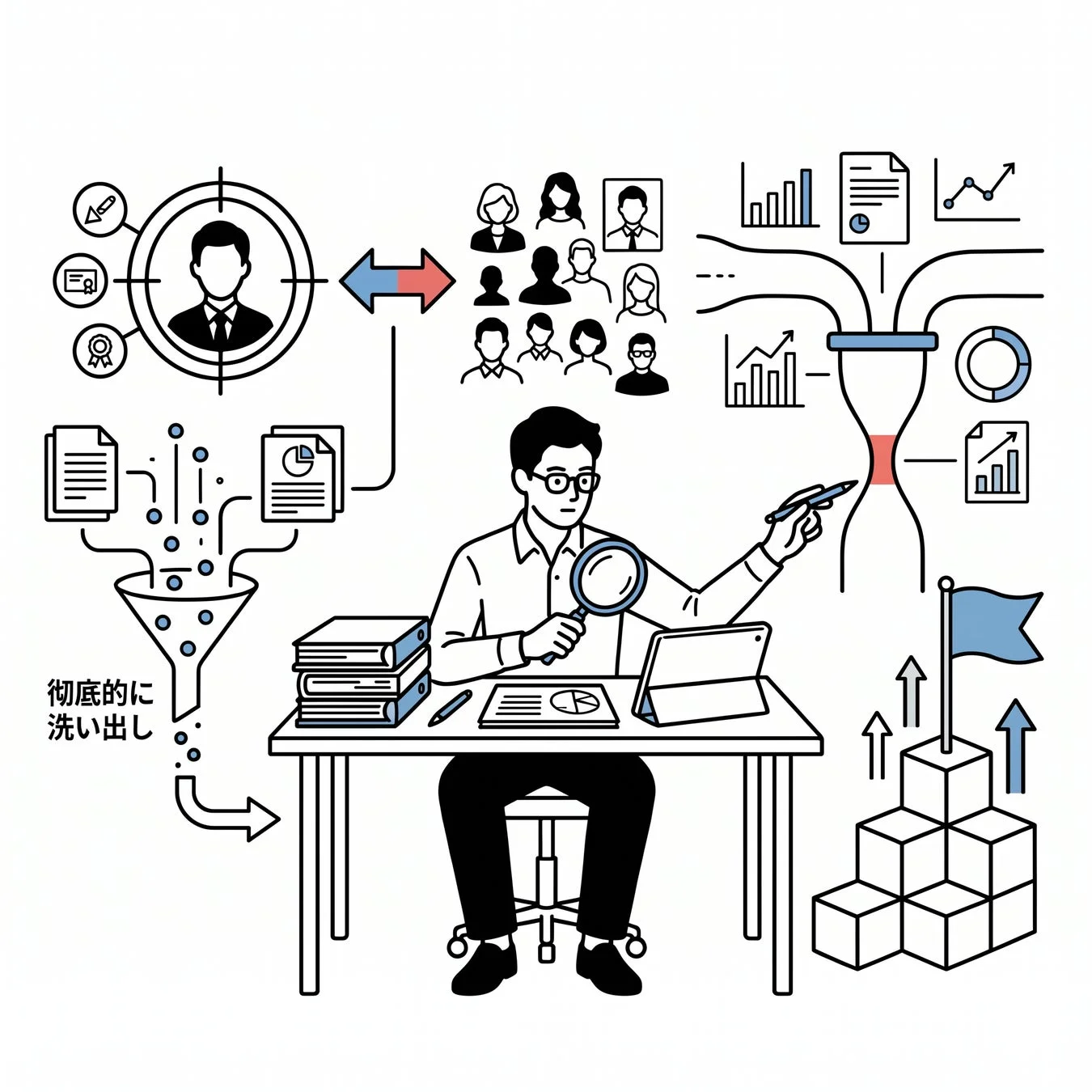 データ分析と最適化のイラスト