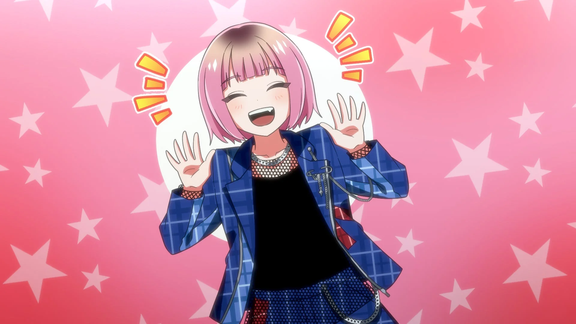ピンク髪のパンクファッションの女の子
