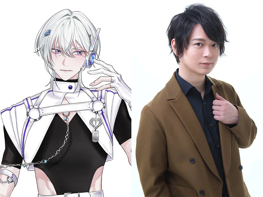 白い髪のSF風アニメキャラクターと、茶色のジャケットを着た男性が並んで写っている画像