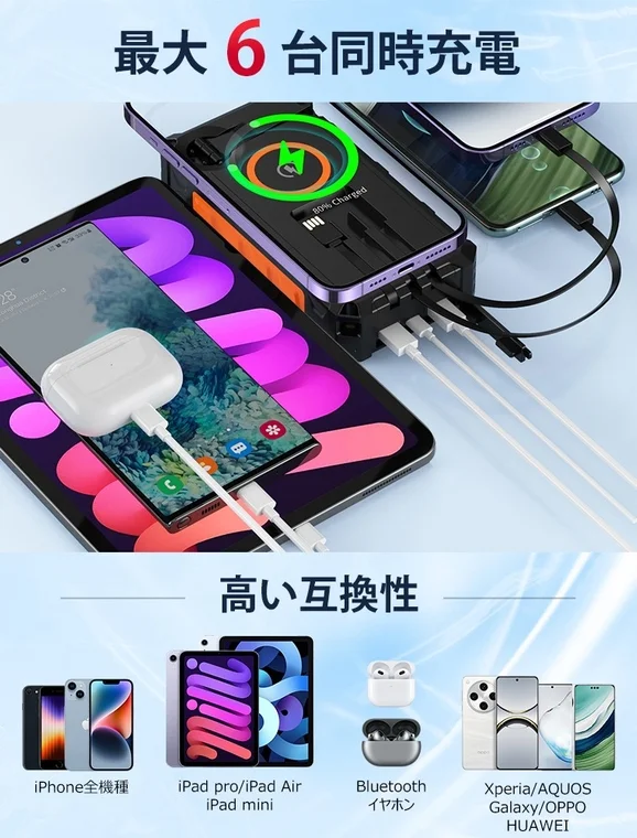 最大6台同時充電の様子