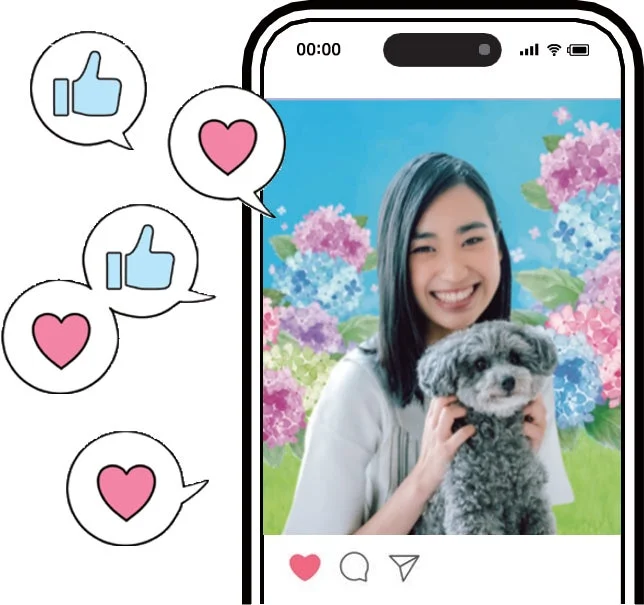 スマートフォンでSNSに投稿するイメージ