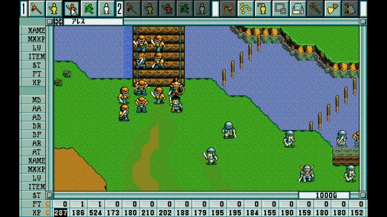 レトロゲームのプレイ画面、キャラクターとマップ