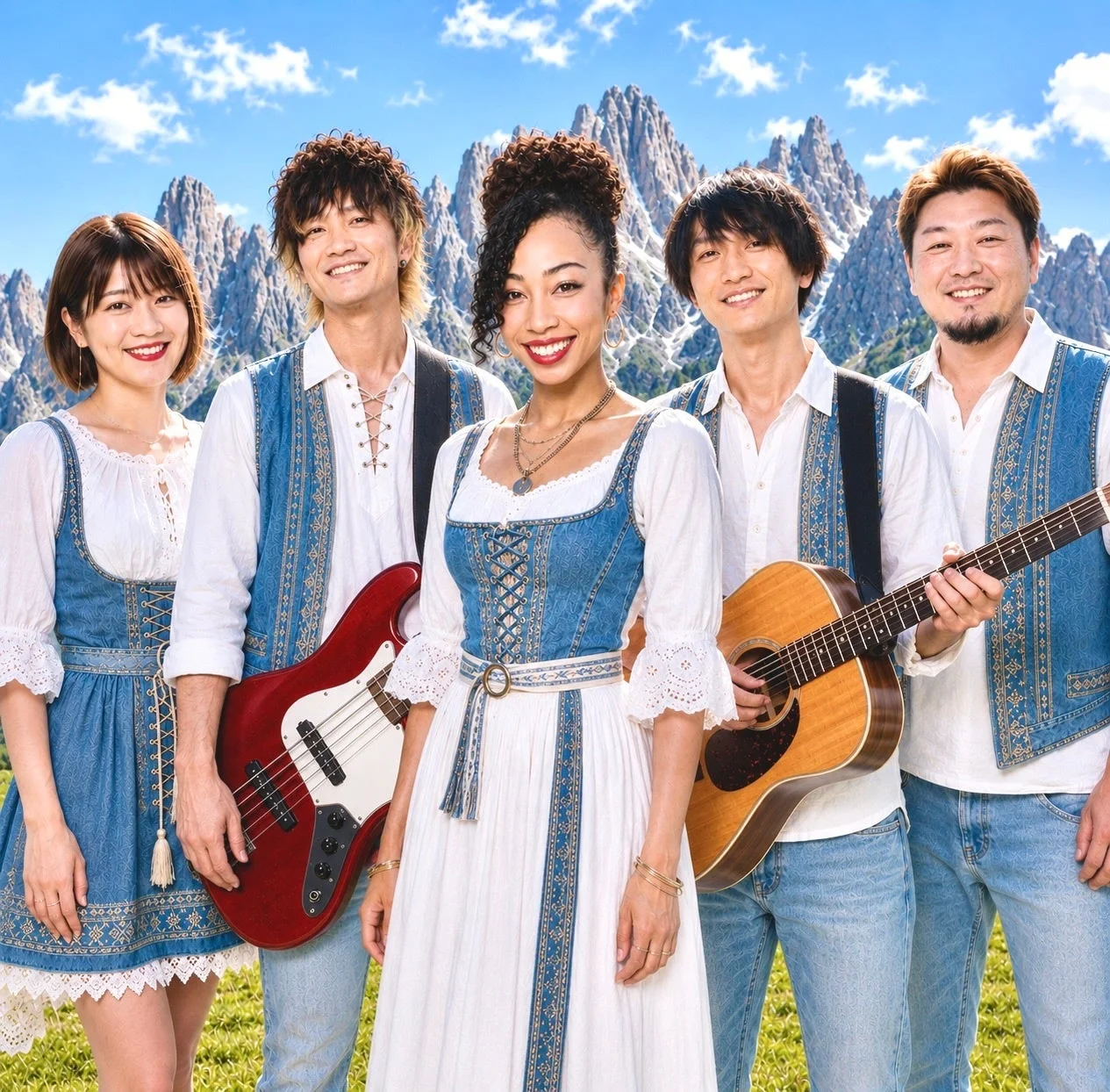 民族衣装の音楽バンド