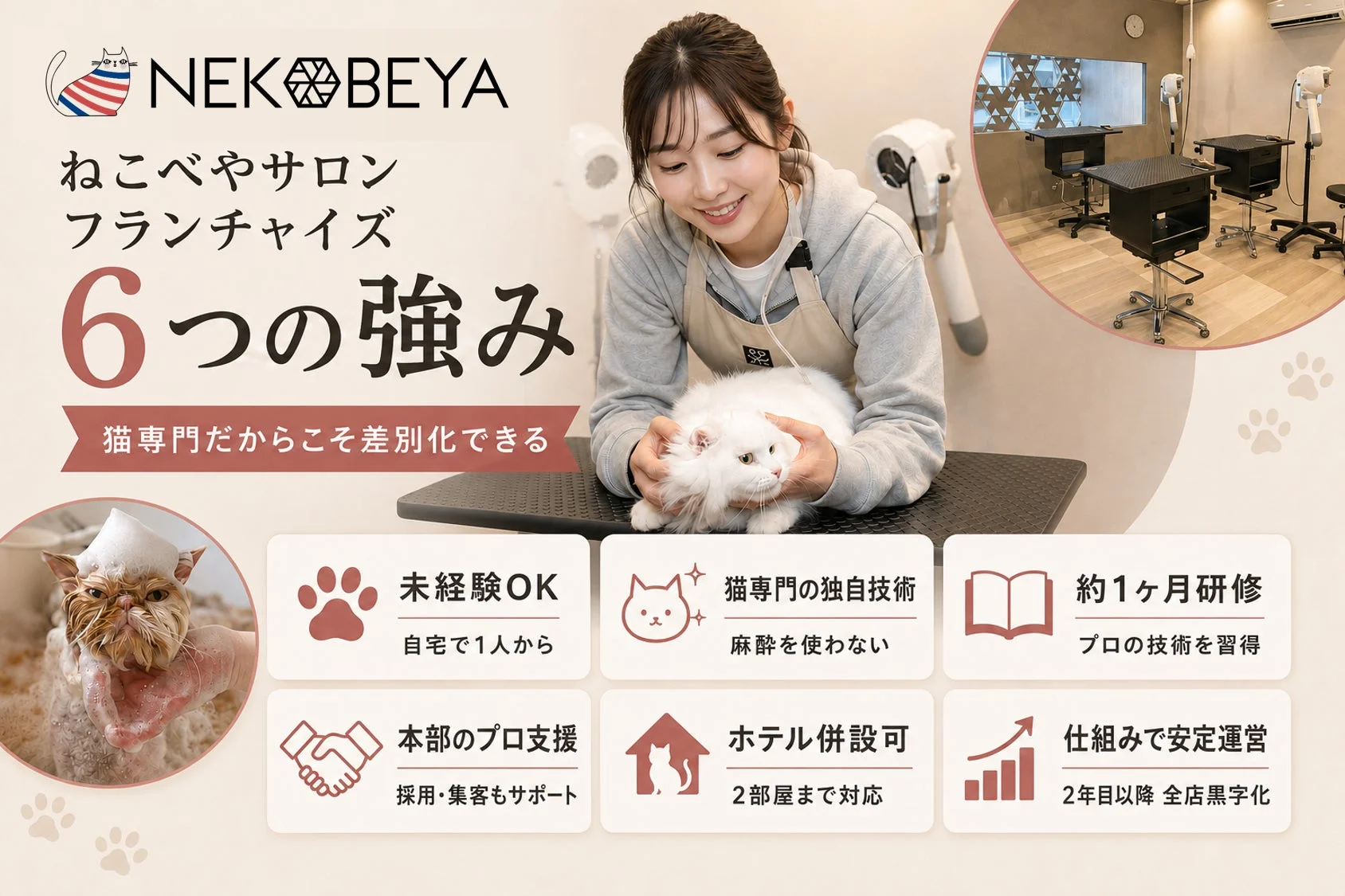 ねこべやサロンFC ― 6つの特徴