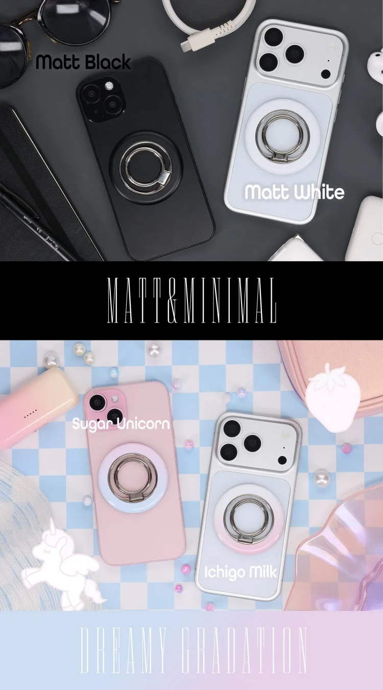 色とりどりのスマホリングとケース