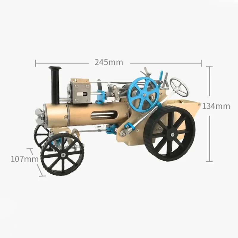 蒸気トラクターの精巧な模型と寸法