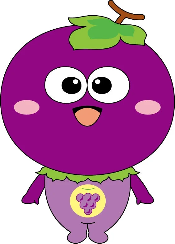 ぶどうをモチーフにした可愛らしいキャラクターのイラスト
