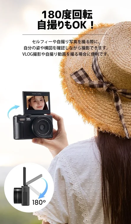 180度回転自撮り液晶