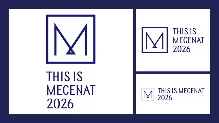「This is MECENAT 2026」メセナマーク3種 「THIS IS MECENAT 2026」という文字と、四角の中にMを象ったロゴが複数配置された画像です。ロゴとテキストの配置が異なる3つのパターンが示されており、ブランディングやプロモーションの素材として利用されることを想定しているようです。
