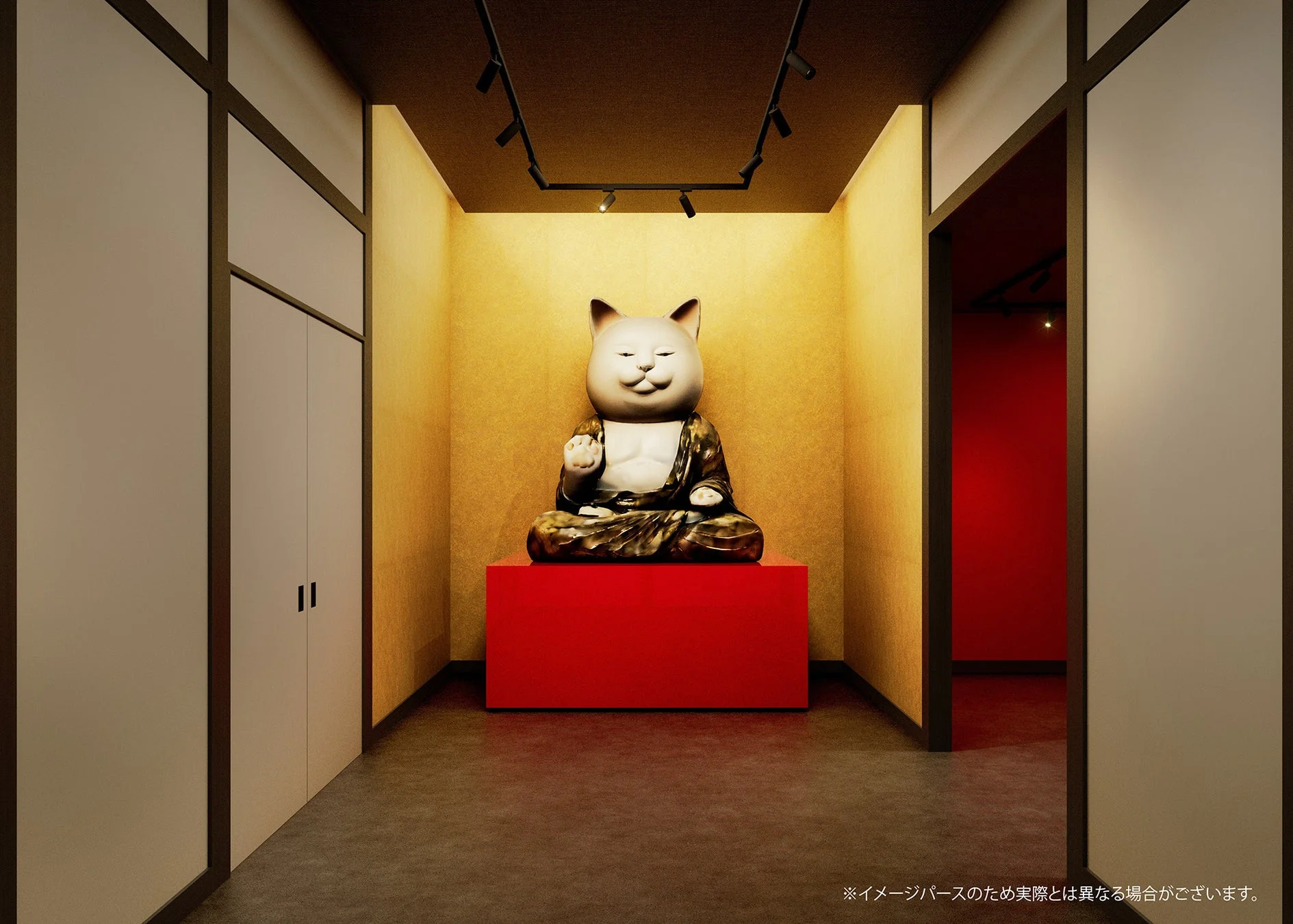 猫のような仏像のアート